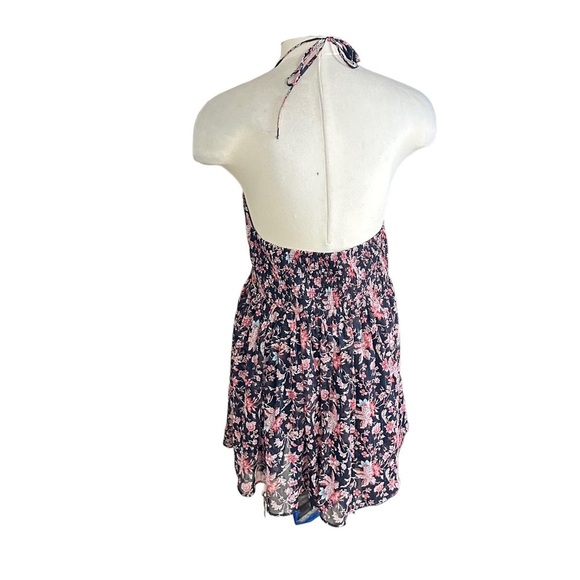 Express Black Floral Metallic Tiered Ruffled Spaghetti Straps Mini Dress Sz XL - Picture 6 of 15